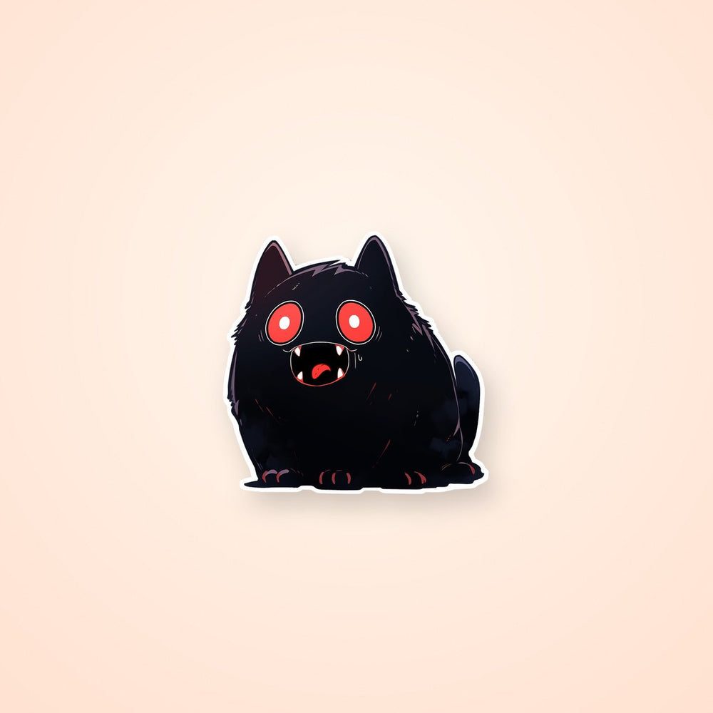 Scary Black Cat with Red Eyes Sticker