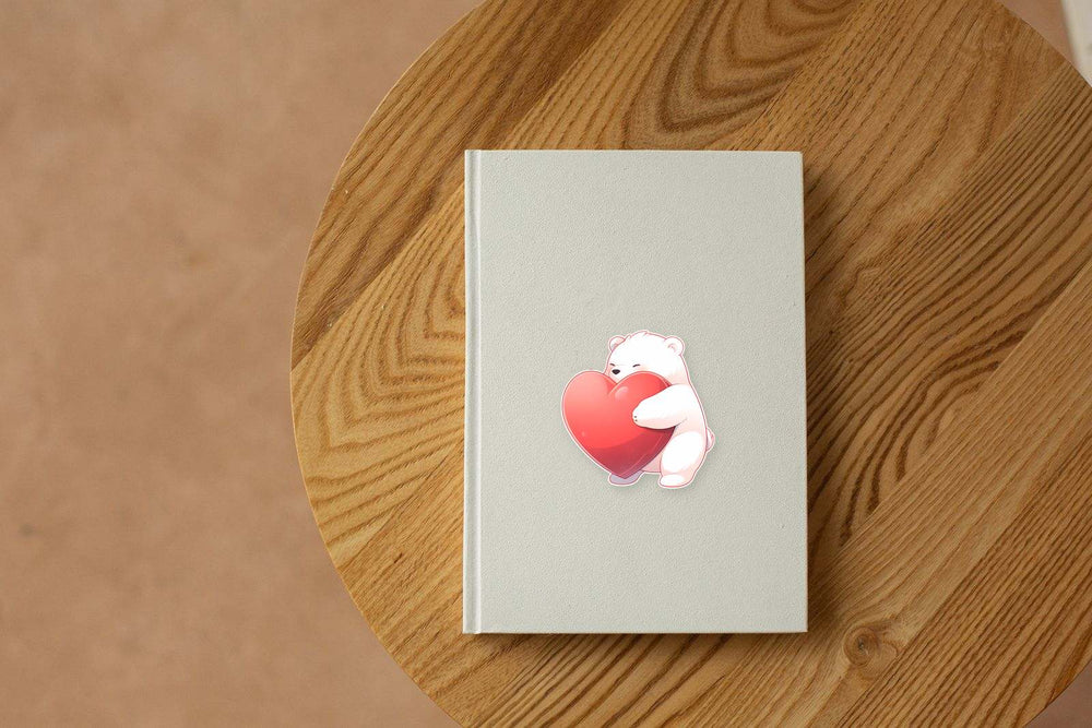Bear Hugging a Giant Heart Sticker