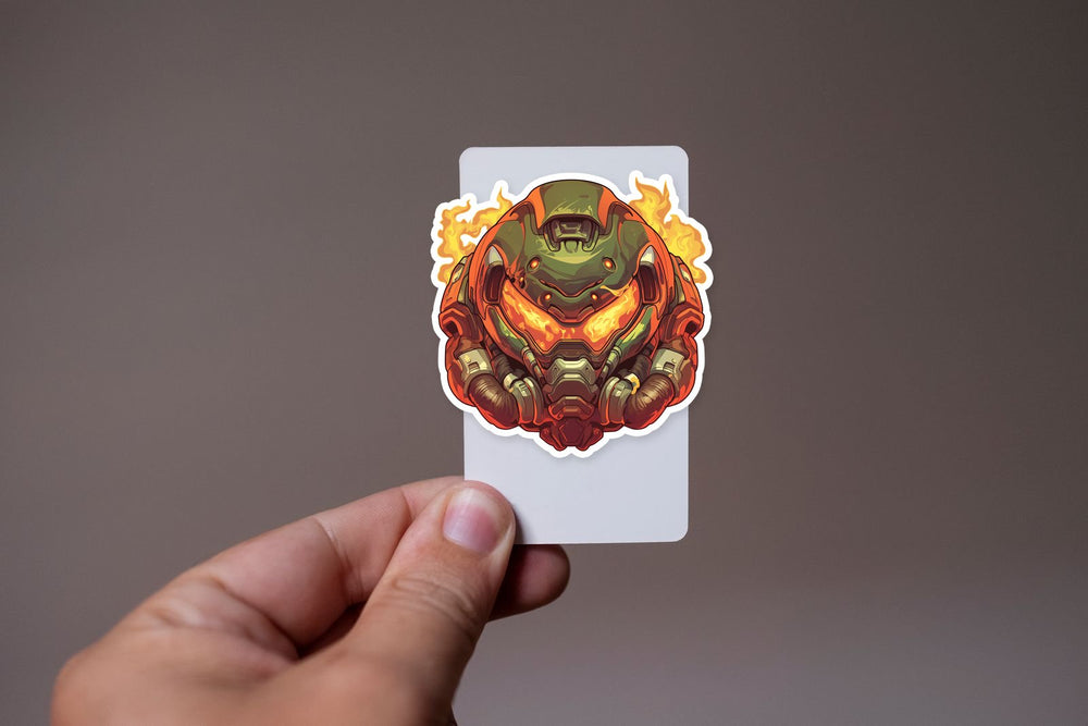 Doom Slayer Flaming Helmet Sticker
