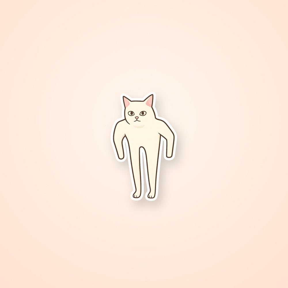 Standing Cat Funny Meme Sticker