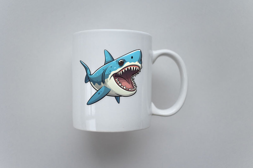 Cartoon Big Toothy White Shark Sticker