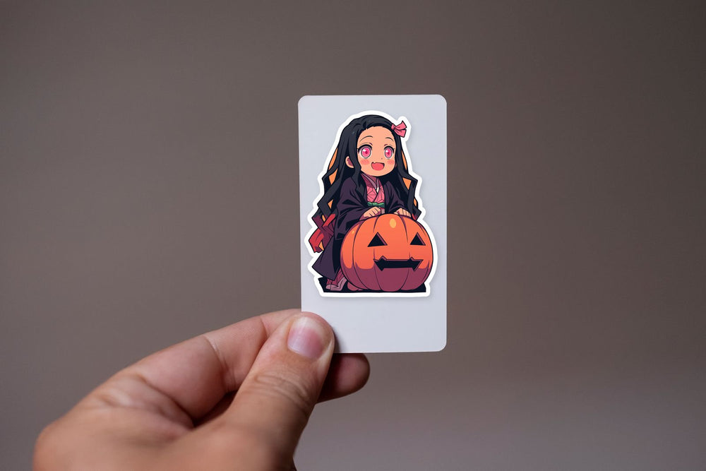 Chibi Nezuko Kamado Halloween Pumpkin Sticker