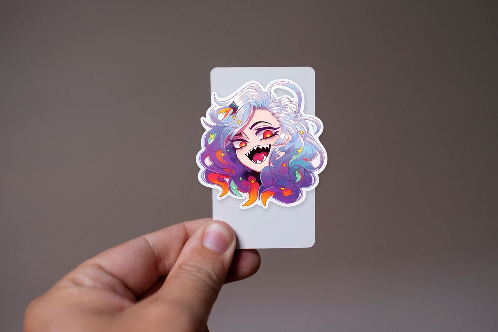 Silver-Haired Moonlit Fanged Maiden Sticker