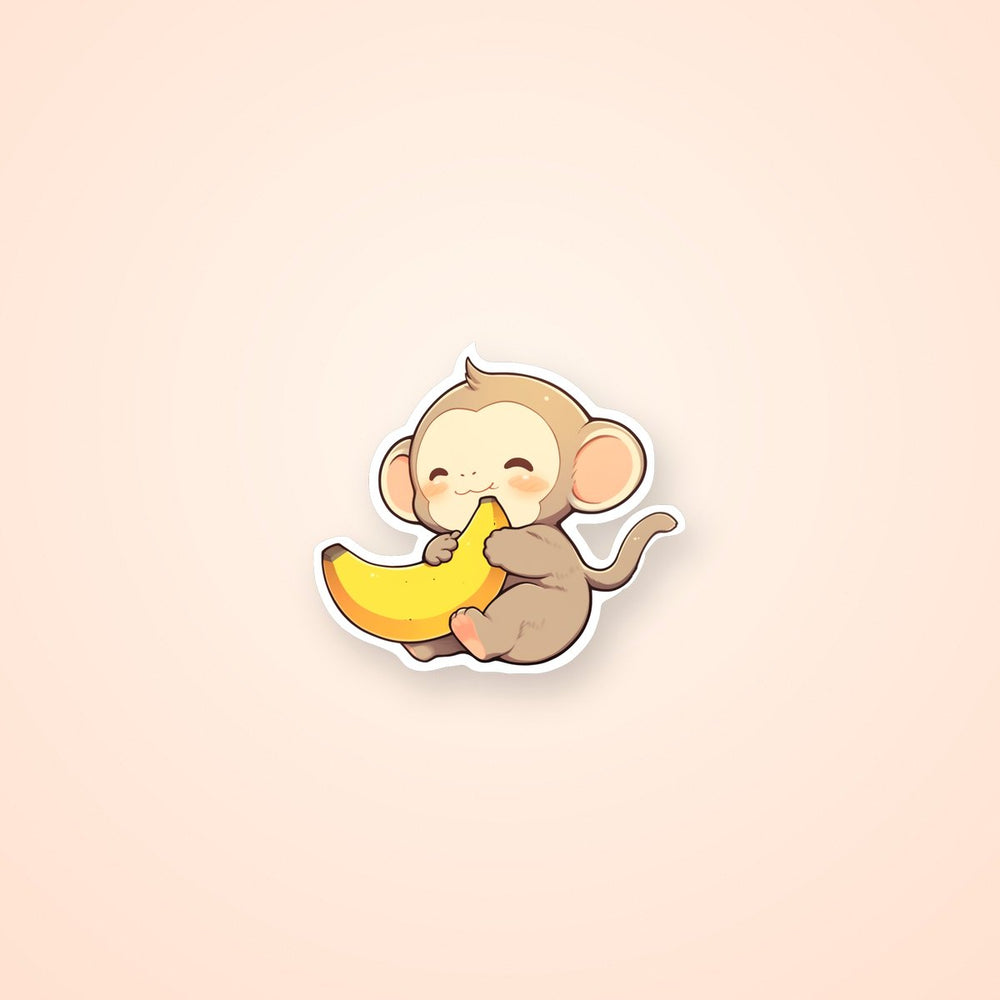 Cute Monkey with Banana Sticker