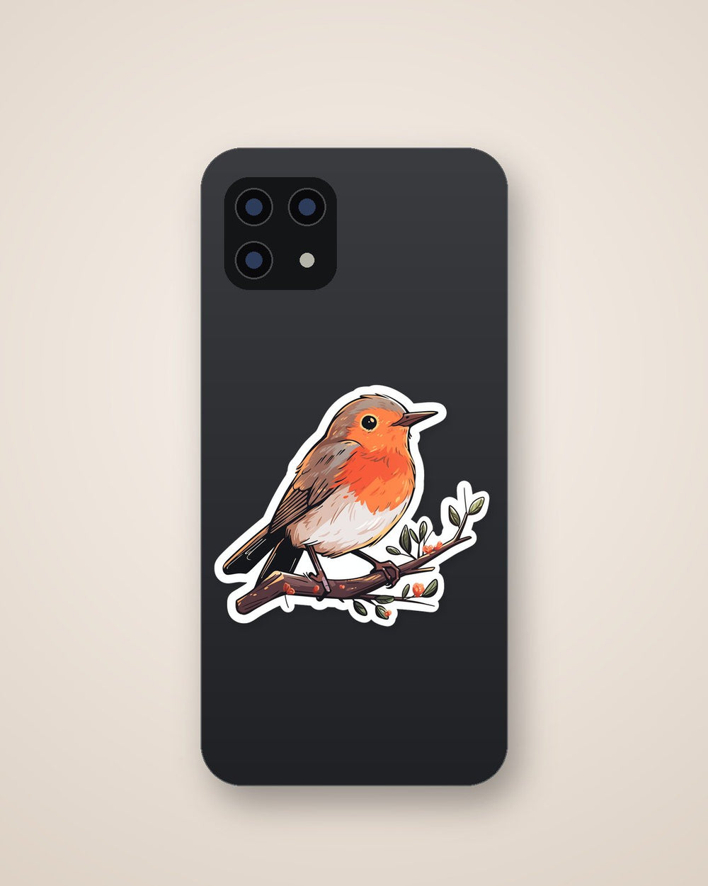 Cute Red Robin Bird on a Branch Sticker