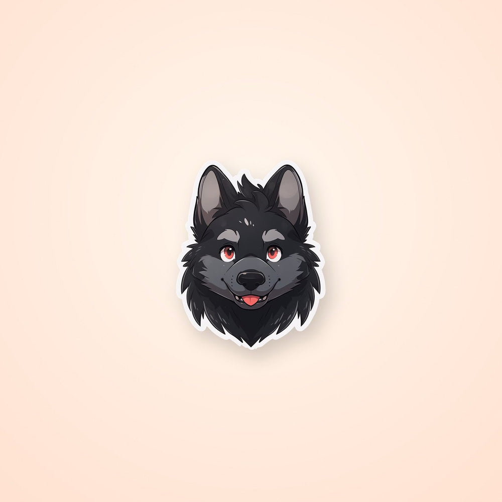 Black Cute Dog Head Sticker