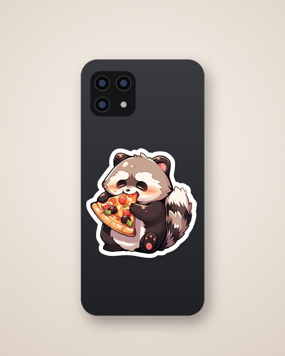 Cute Raccoon Eating Pizza Sticker