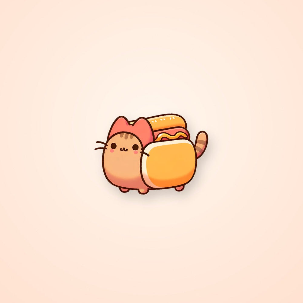 Cute Cat Hotdog Sticker
