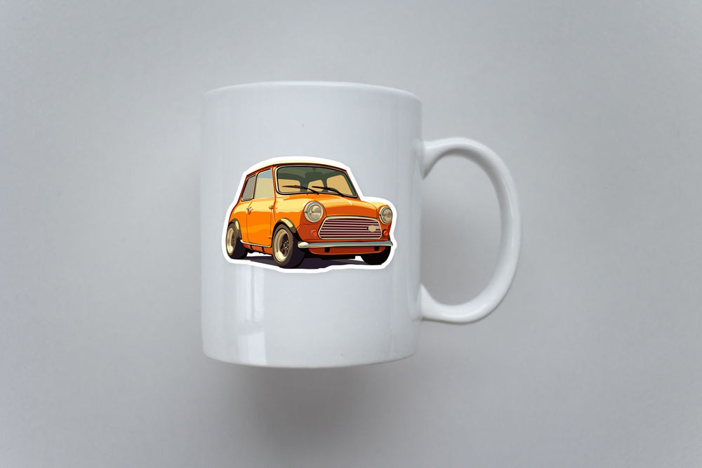 Mini Cooper Orange Classic Car Sticker
