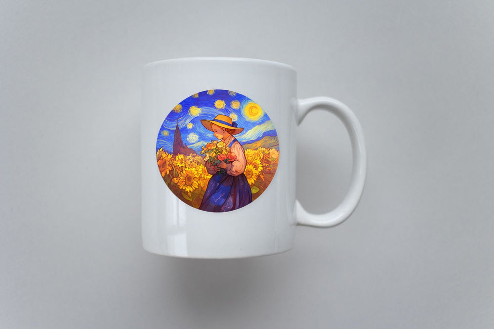 Van Gogh Art Style Girl Sticker