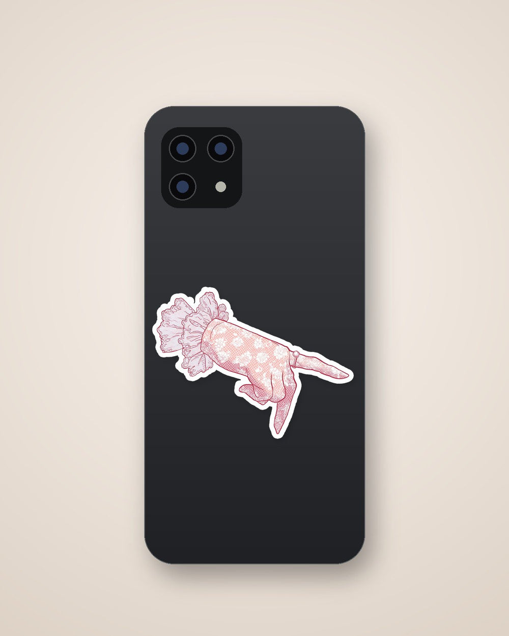 Vintage Pink Lace Glove Pointing Hand Sticker