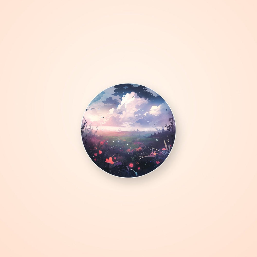 Beautiful Flower Field Round Sticker