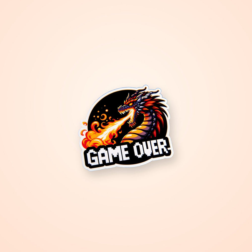 Game Over Dragon Fire Pixel Sticker