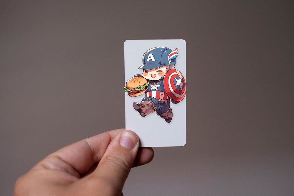 Chibi Captain America with Burger Marvel Sticker