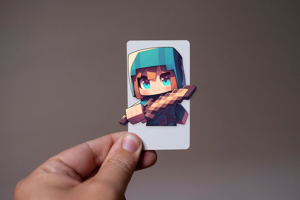 Minecraft Cute Character Holding Sword Sticker