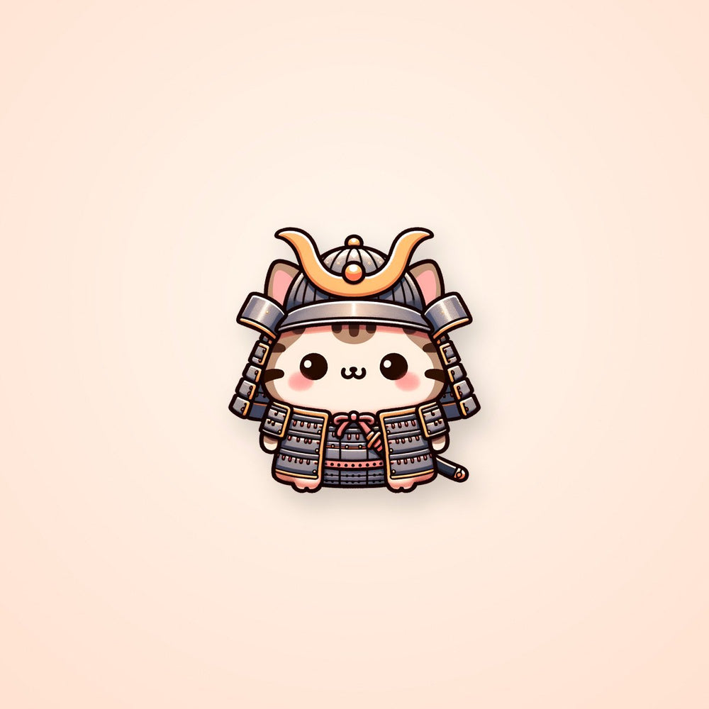 Cute Samurai Cat Sticker