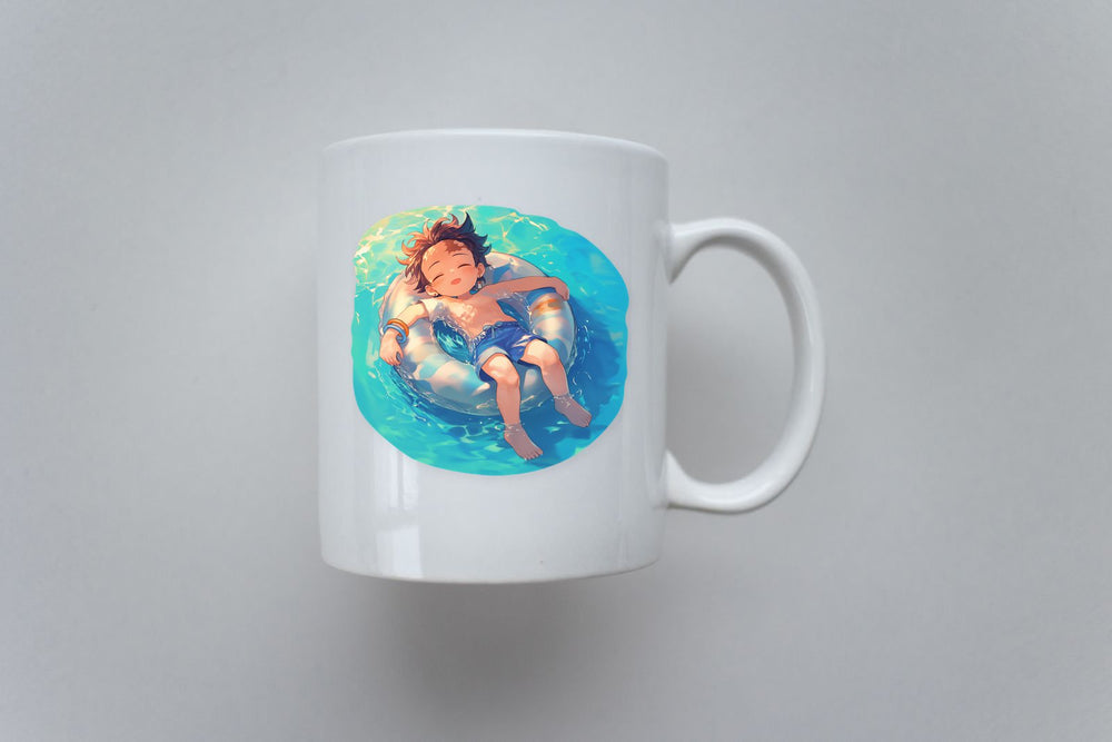 Cute Tanjiro Pool Summer Vibes Sticker