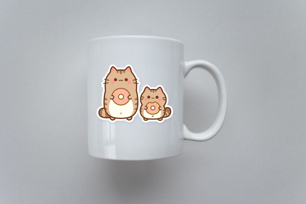 Adorbale Cats with Donuts Sticker