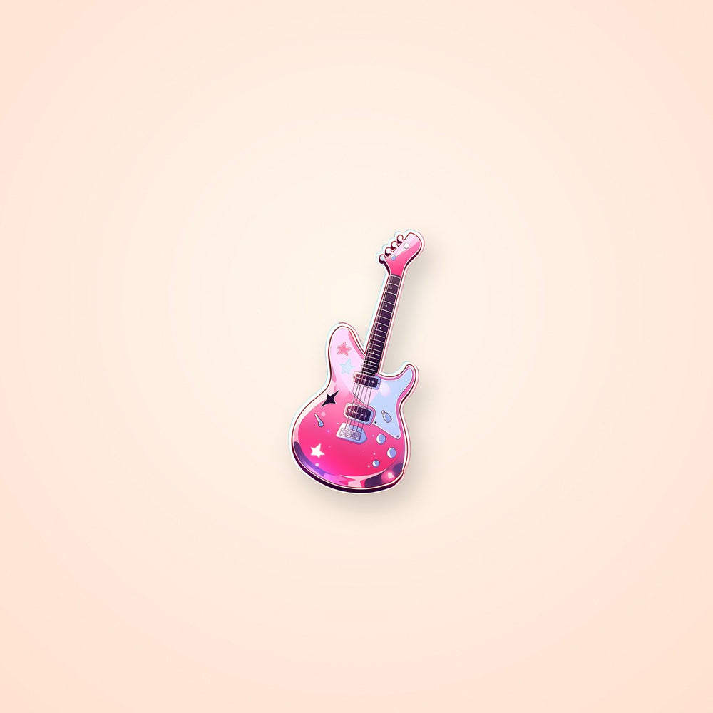 Pink Rock Guitar Sticker