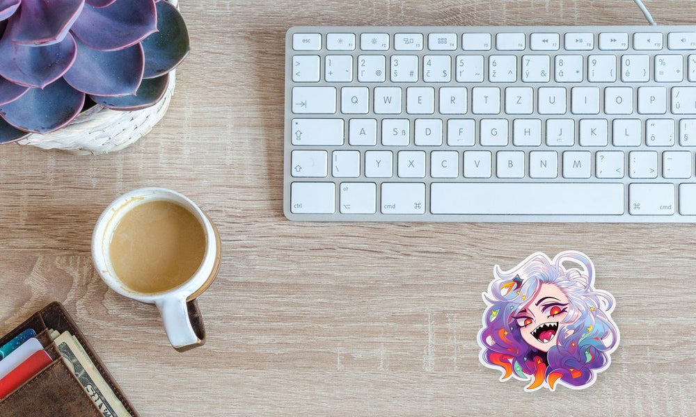 Silver-Haired Moonlit Fanged Maiden Sticker