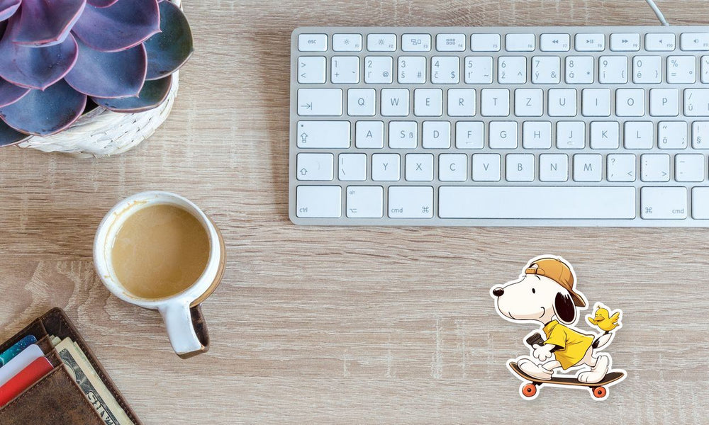 Snoopy Skateboarding with Woodstock Sticker