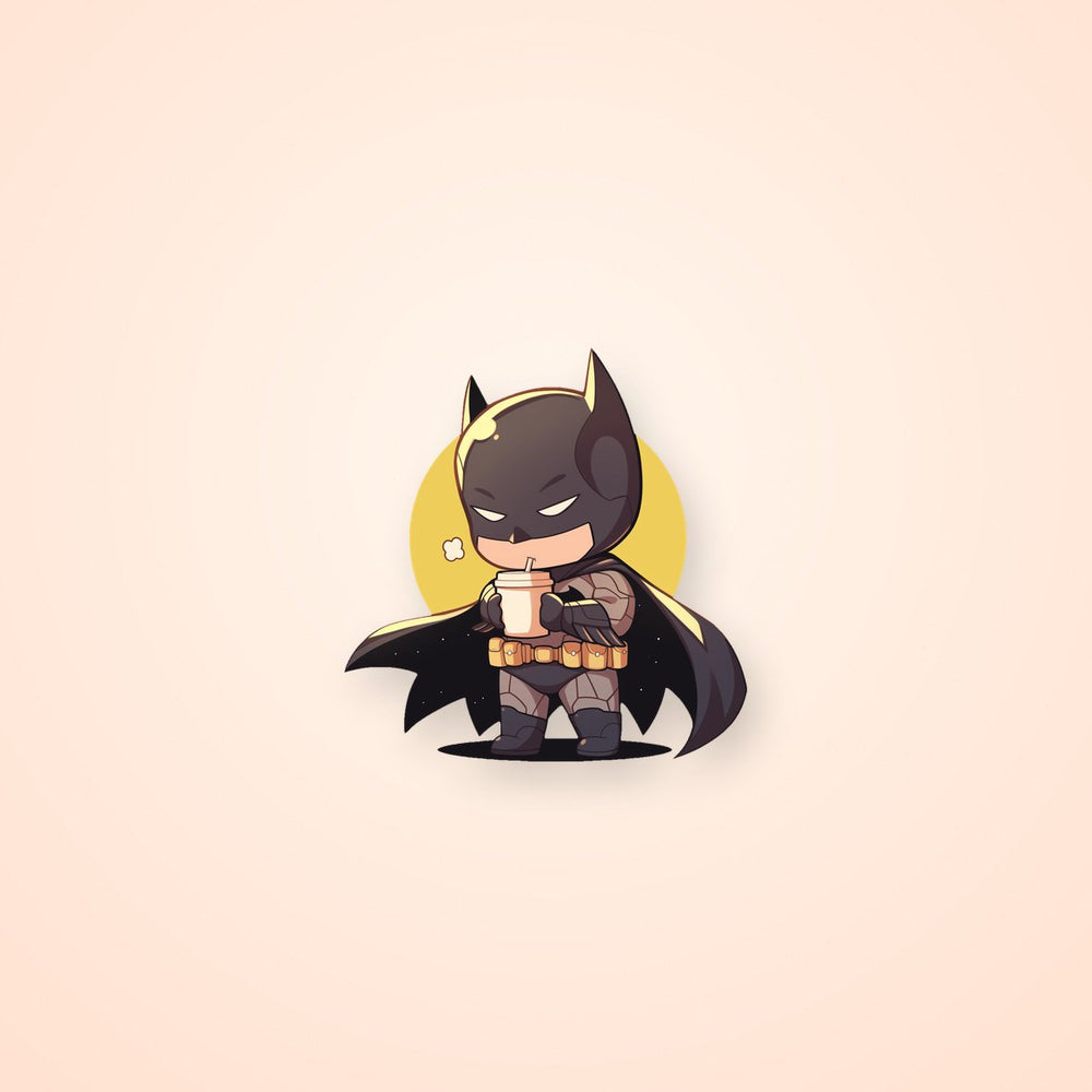 Cute Batman Drinks Coffee Sticker