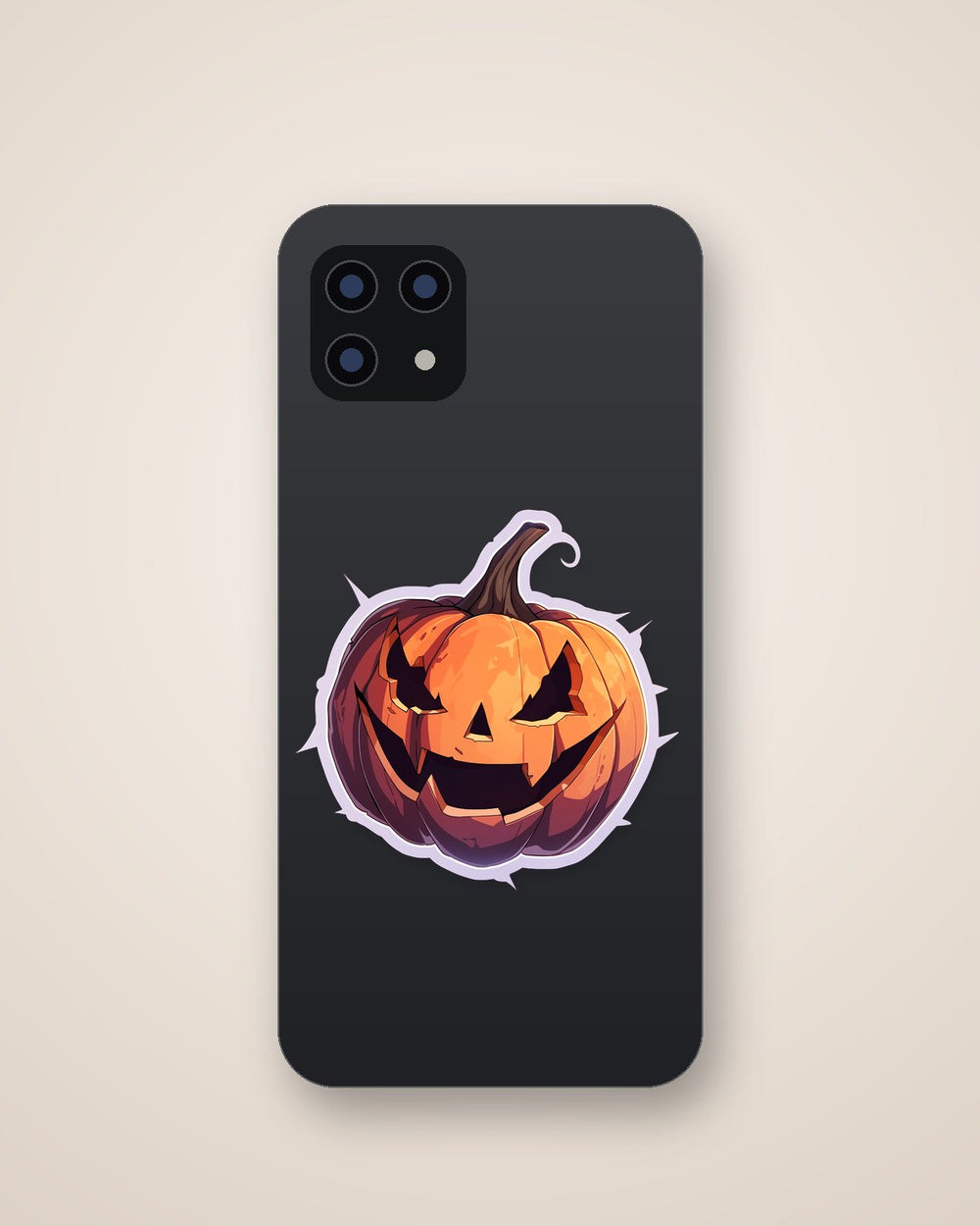 Halloween Scary Pumpkin Grey Stroke Sticker