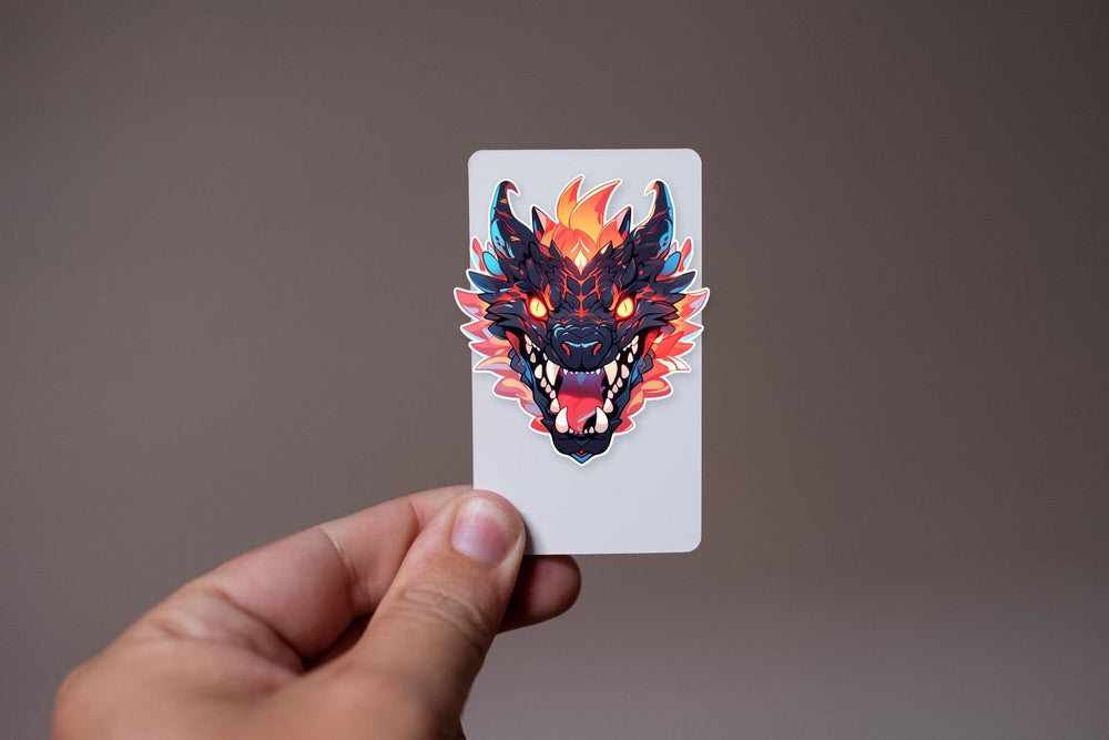 Black & Orange Dragon Head Sticker