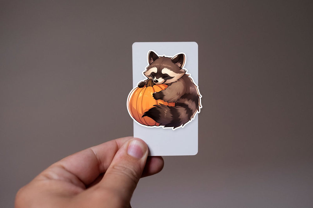 Raccoon with Pumpkin Sticker
