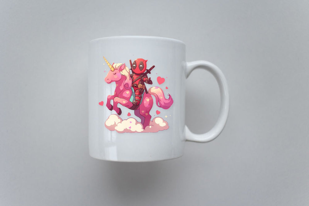 Deadpool Riding Pink Unicorn Sticker