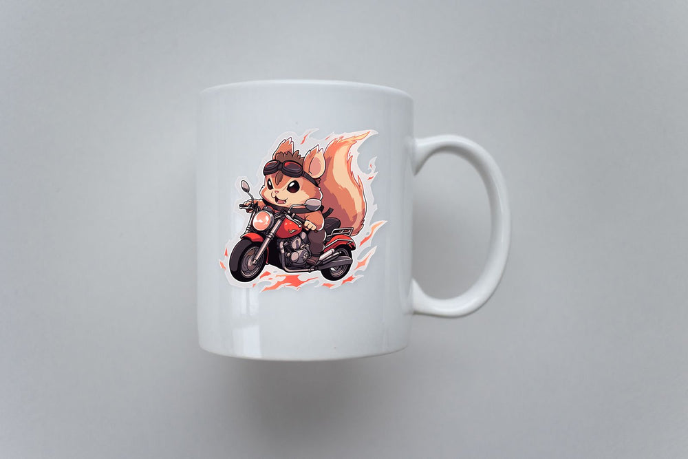 Stylish Squirrel on Motorcycle Art Sticker