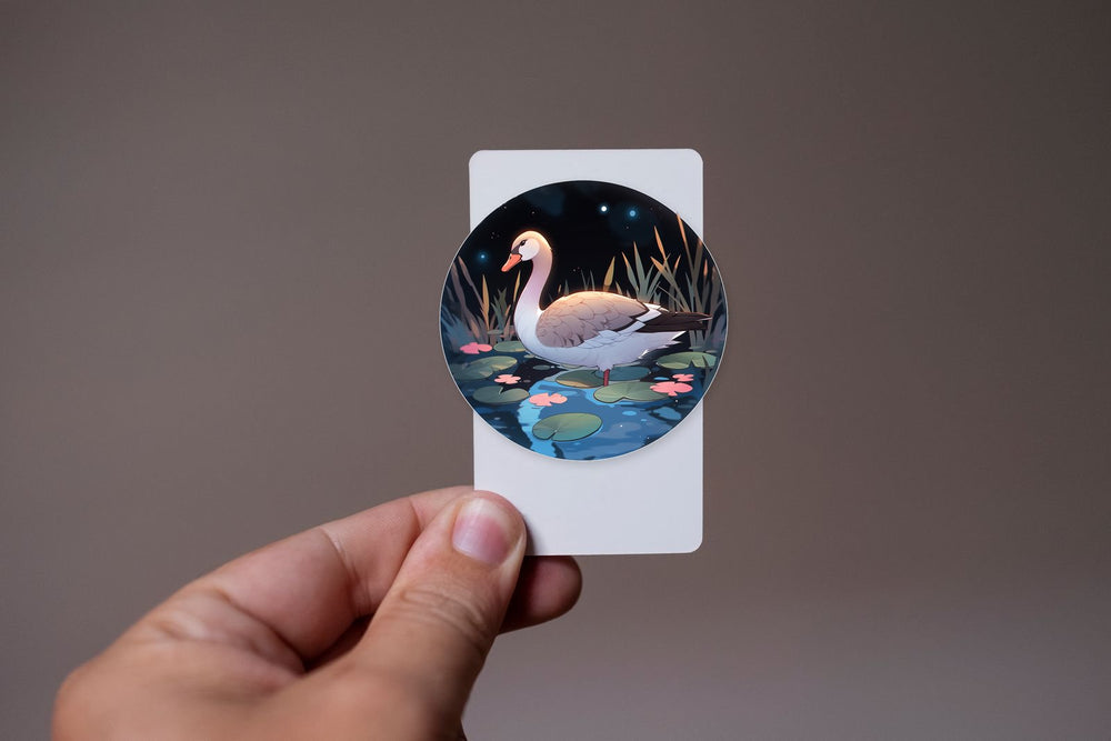 Goose on a Pond Round Sticker