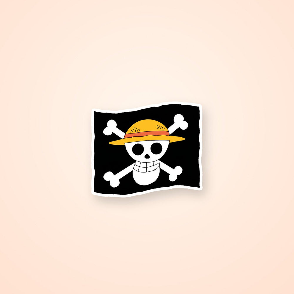 One Piece Straw Hat Jolly Roger Flag Sticker