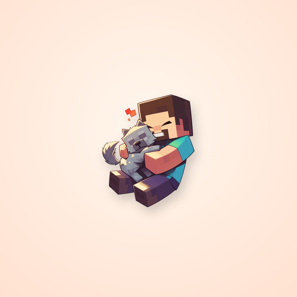 Minecraft Steve with Wolf Sticker