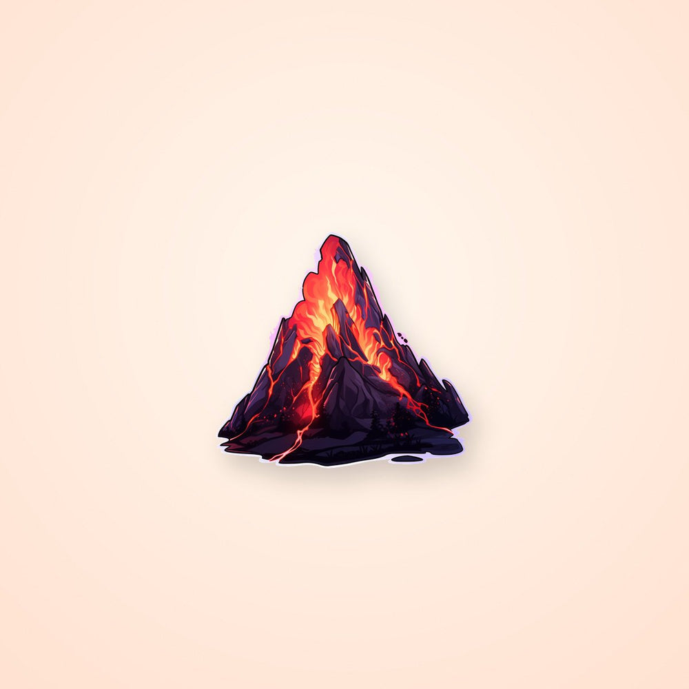 Volcano Spills Lava Art Sticker