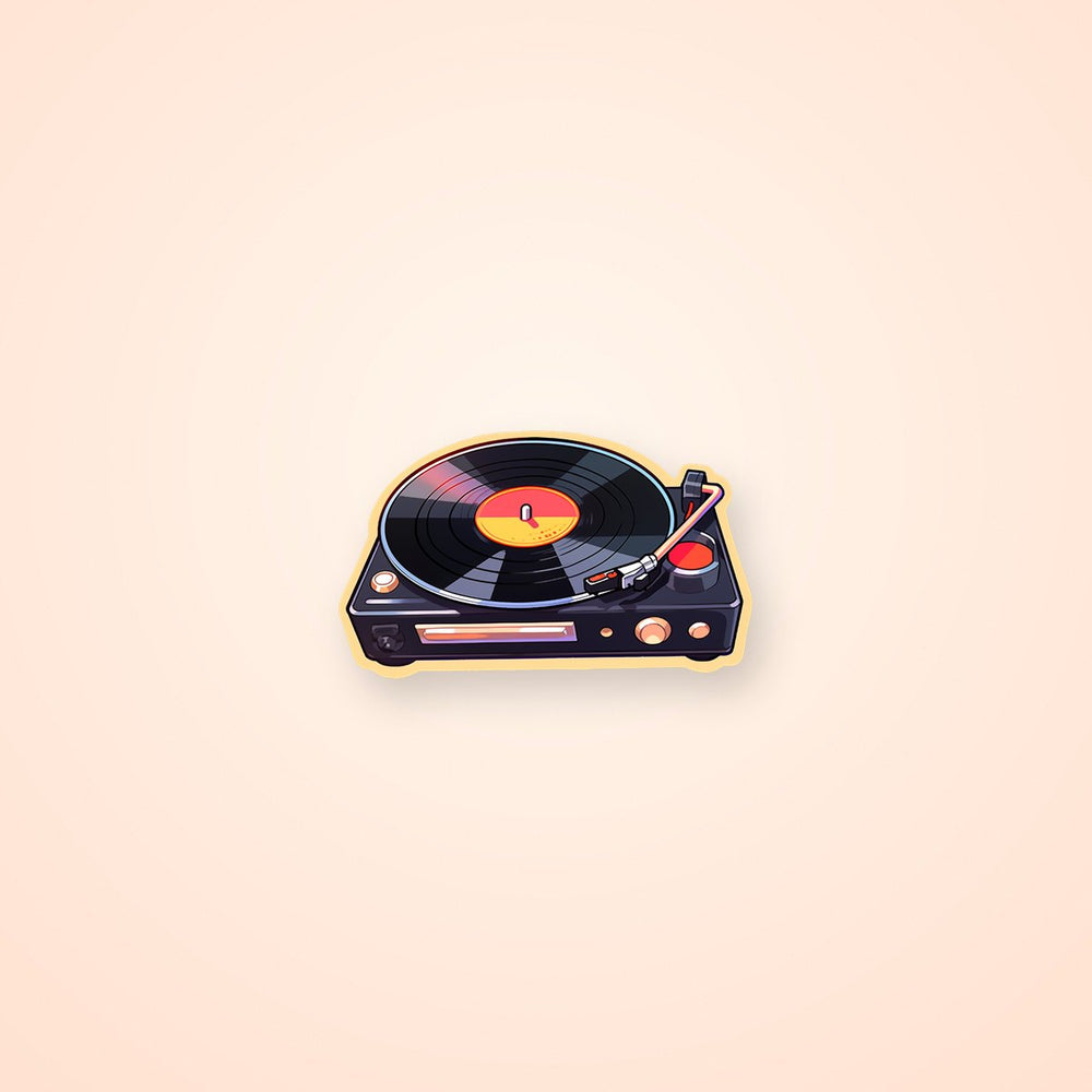 Vinyl Player Beige Stroke Sticker