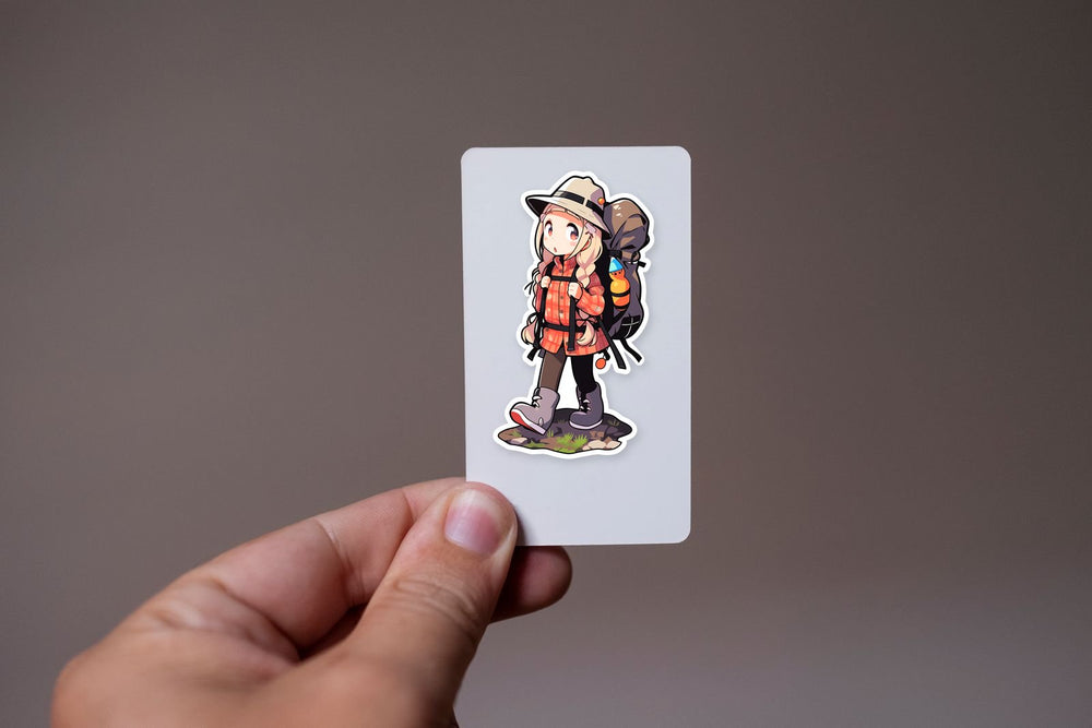 Surprised Anime Girl Hiking Sticker