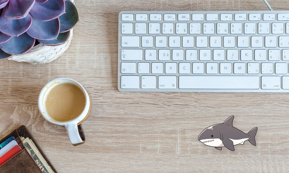 Cute Drawn Great White Shark Sticker