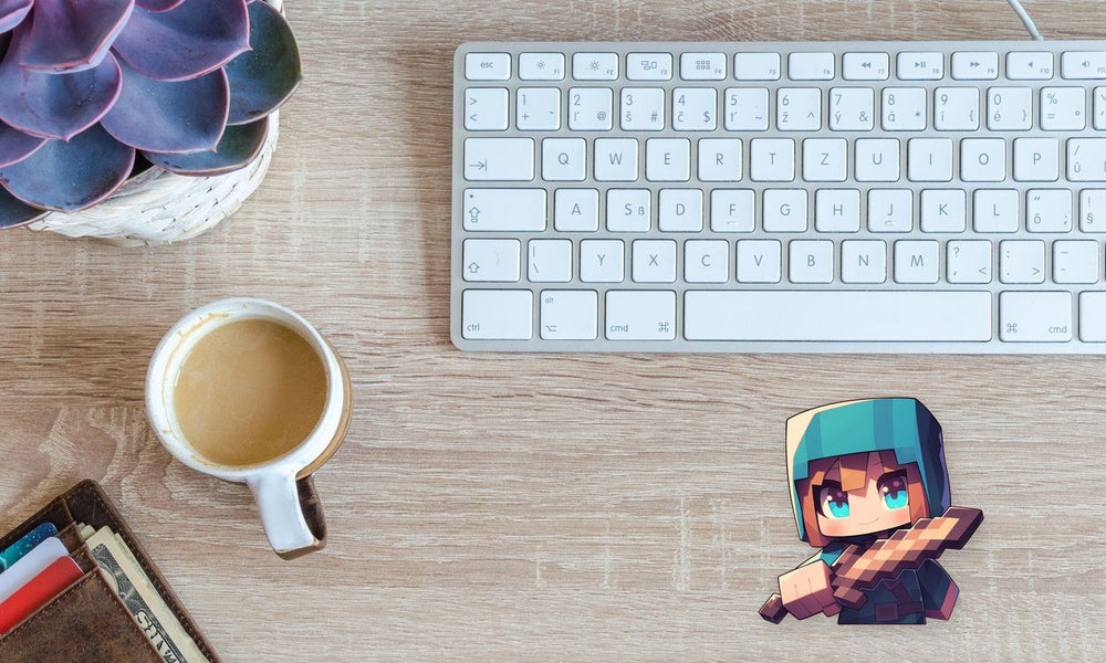 Minecraft Cute Character Holding Sword Sticker