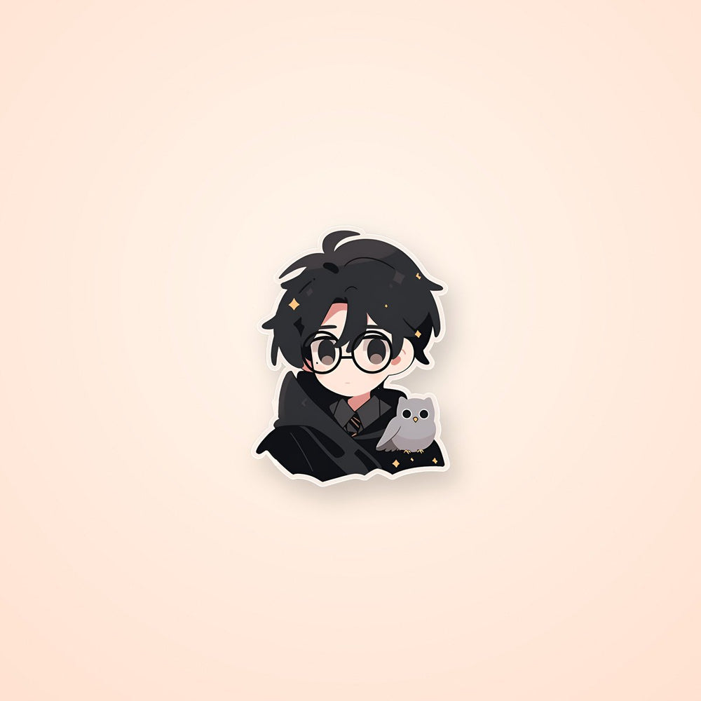 Chibi Harry Potter with Owl Sticker