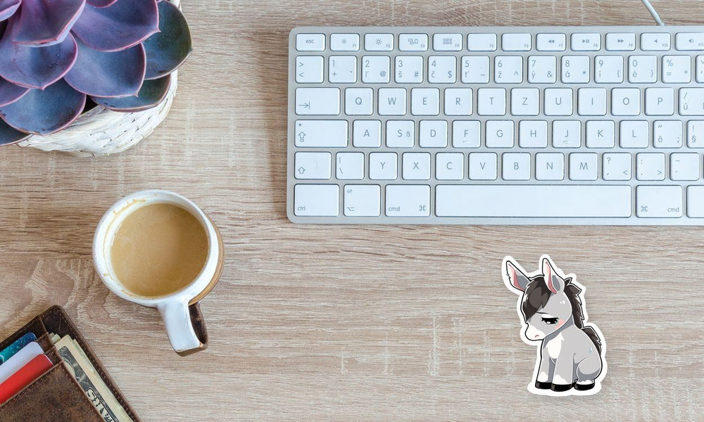 Sad Grey Donkey Sticker