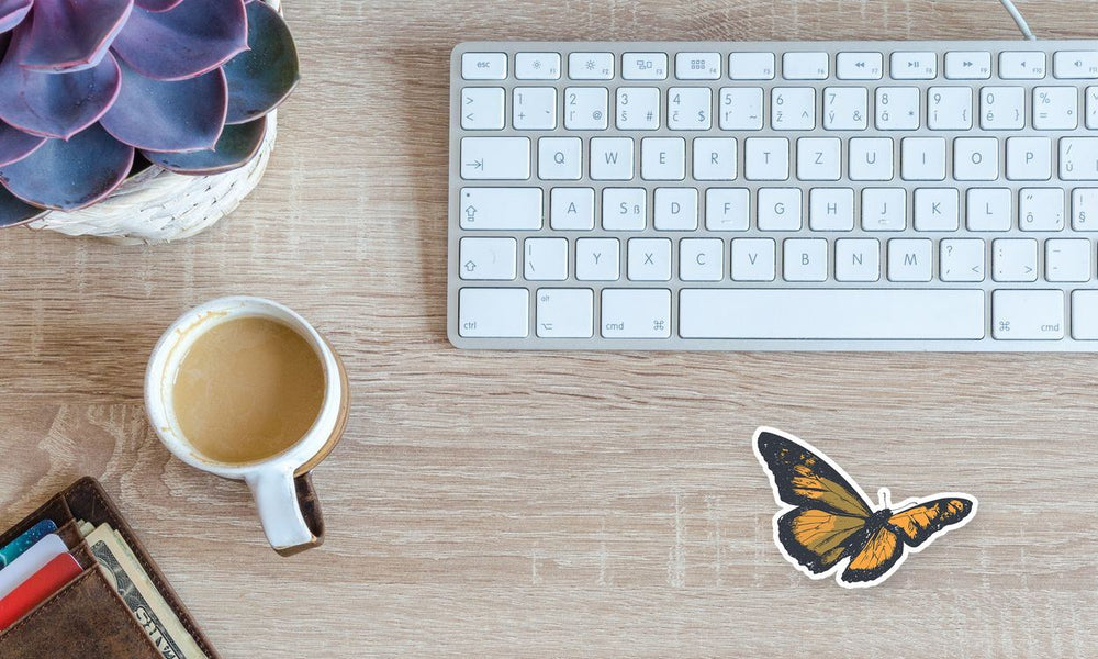 Vintage Monarch Butterfly Grunge Art Sticker