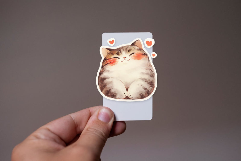 Cute Fat Cat Love Sticker