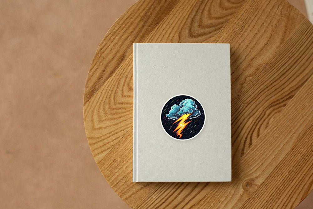 Cloud with Lightning Round Sticker