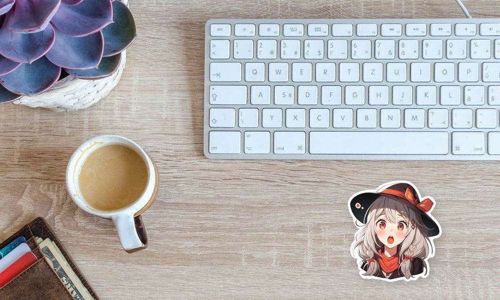 Surprised Anime Girl in a Hat Sticker
