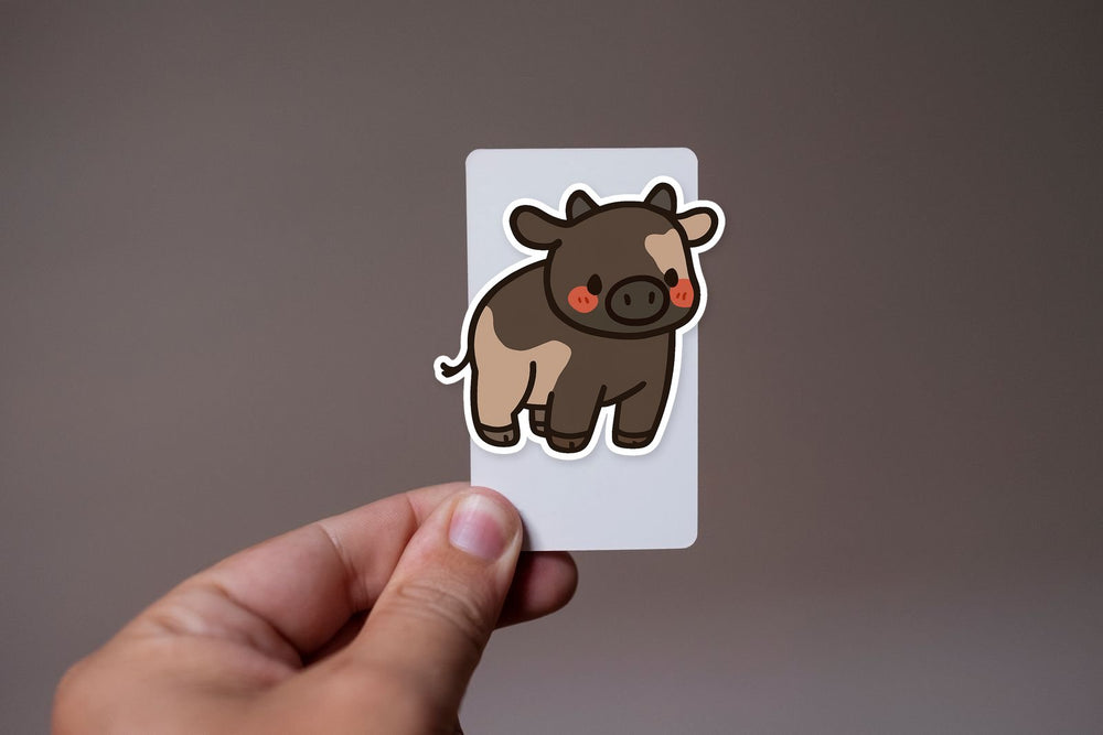Chibi Brown Cow Sticker