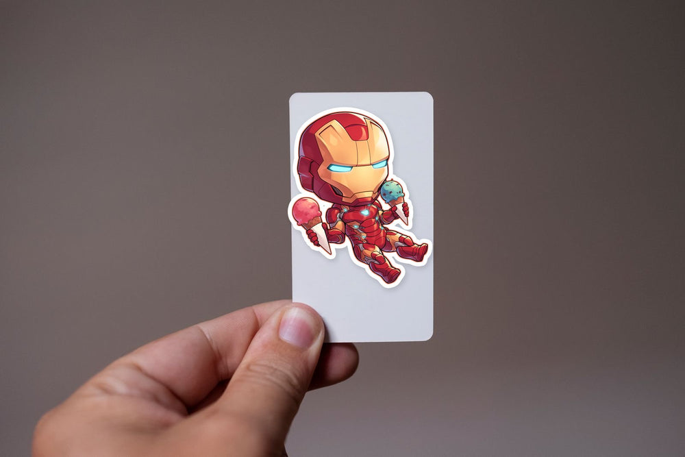 Chibi Iron Man Ice Cream Sticker