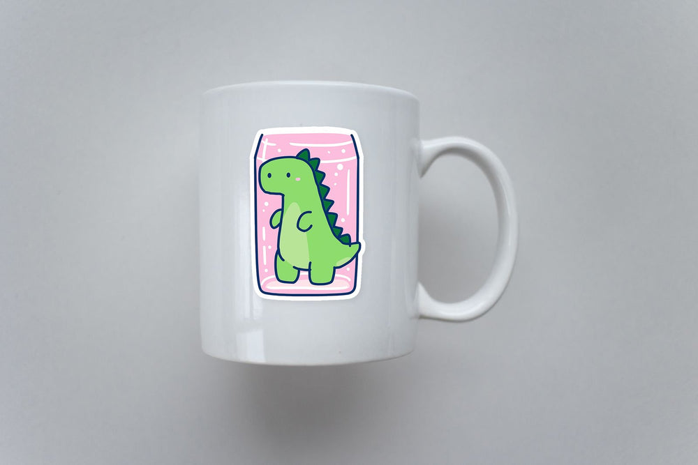 Cute Dinosaur Squished on Glass Kawaii Sticker