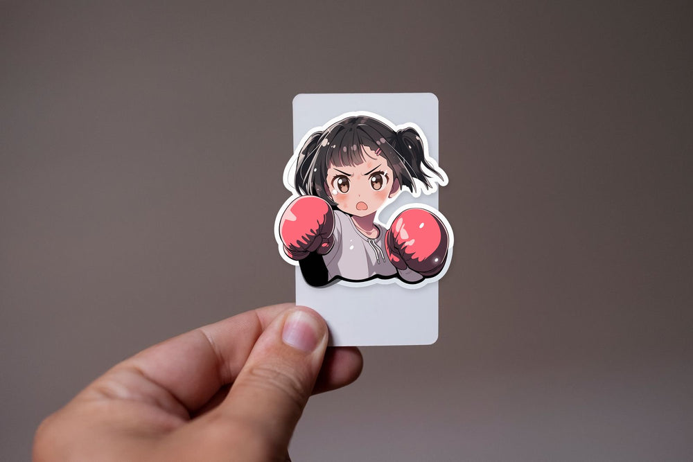 Angry Anime Girl in Boxing Gloves Sticker