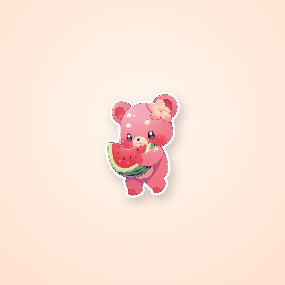 Pink Bear with Watermelon Sticker